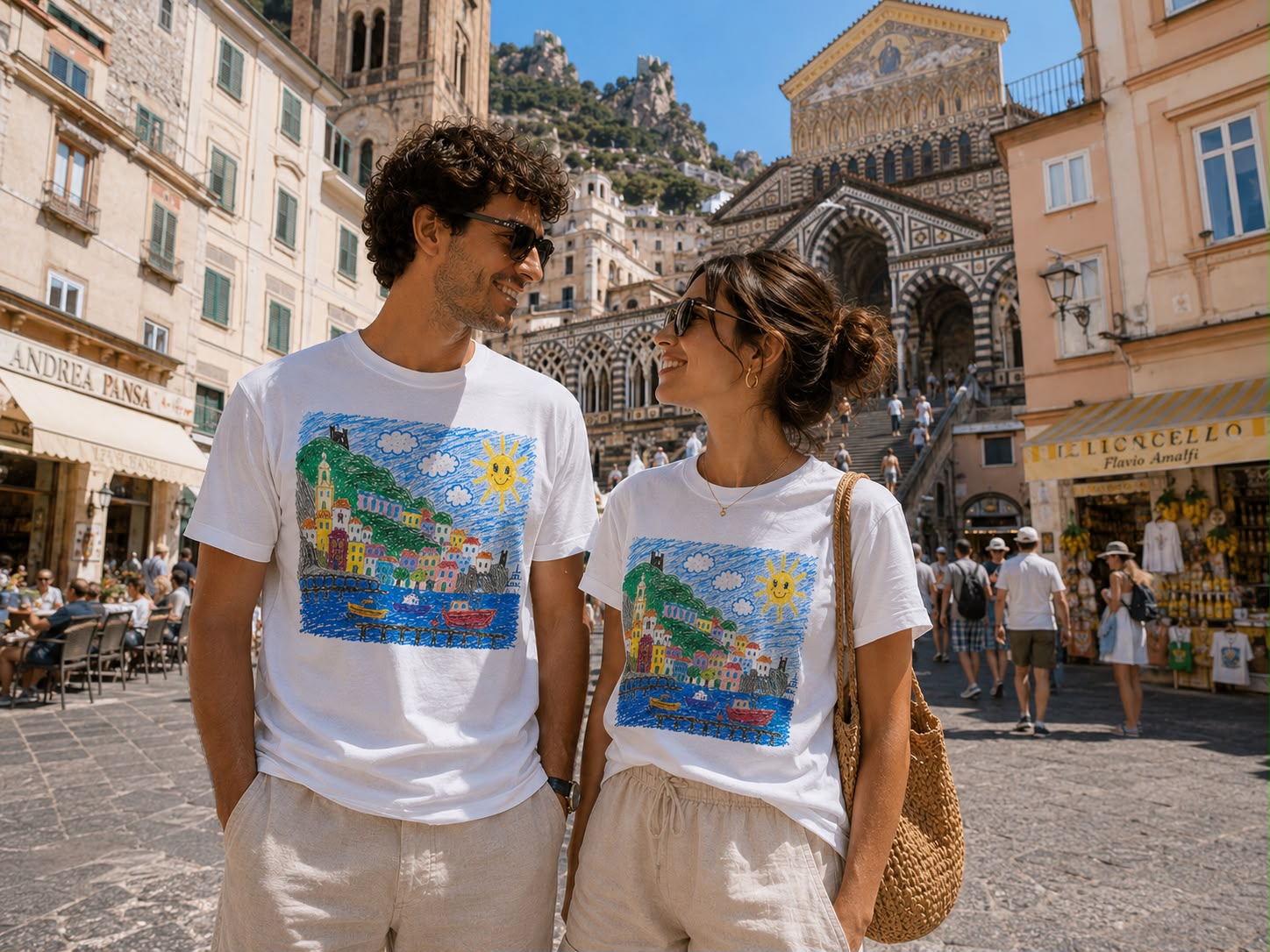 Amalfi Porto View T-shirt | Amalfi Coast Club